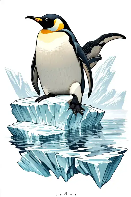 Emperor Penguin On Iceberg No Background