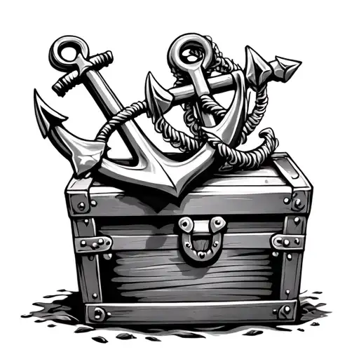 Anchor Leaning On Treasure Chest