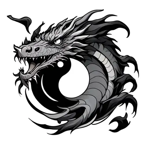 Dragon Tattoo With Its Eye As A Yin And Yang Symbol