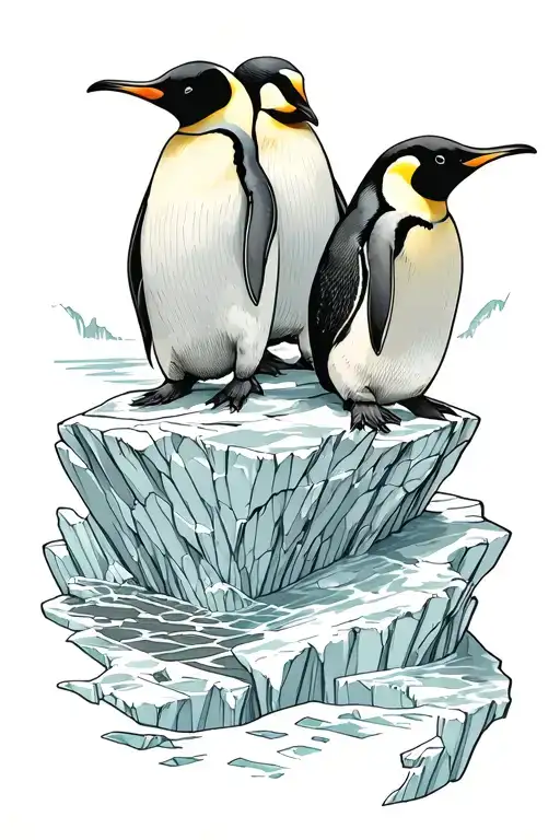 Emperor Penguin On Iceberg No Background