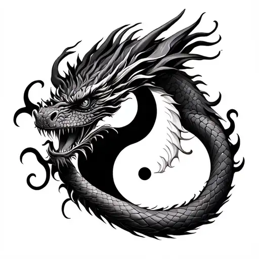 Dragon Sleeve Tattoo Where The Eye Of The Dragon Is A Yin And Yang Symbol