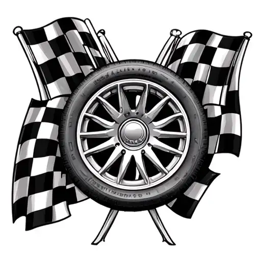 Racing Checkered Flags Around A Wheel