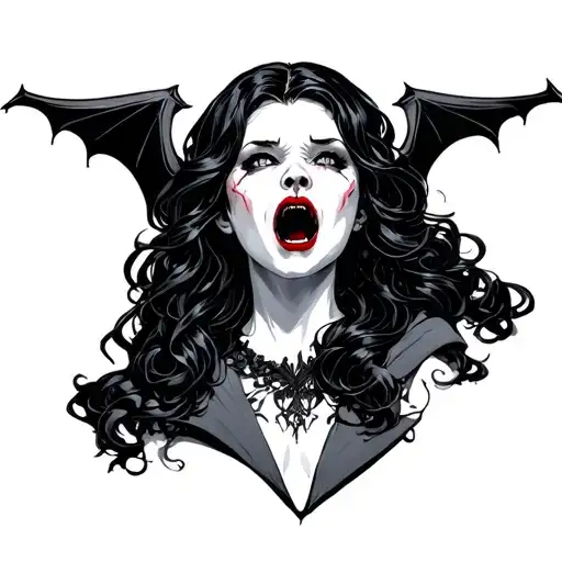 Vampire Girl With Mouth Open