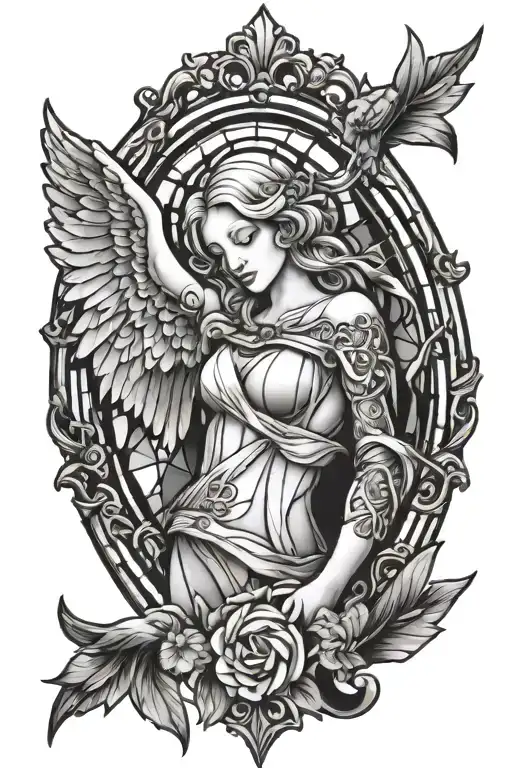 Stained Glass And Fallen Angel