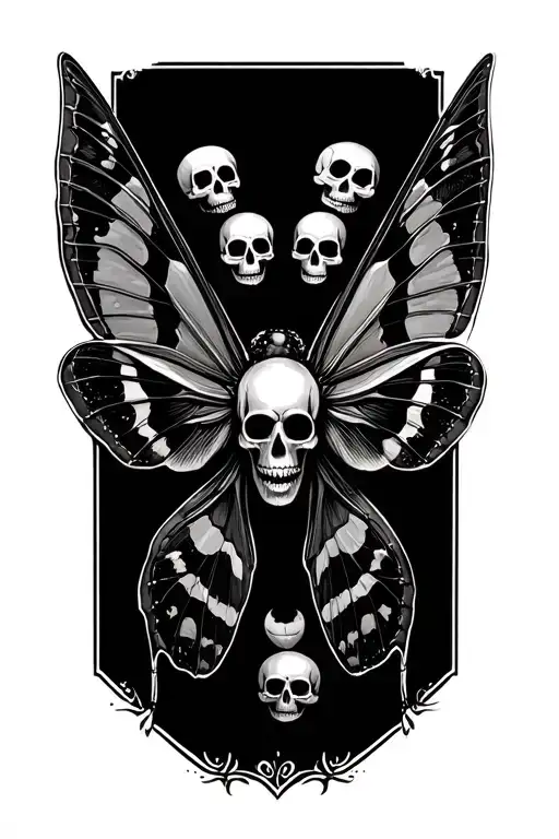 Spooky Death Moth With Skulls