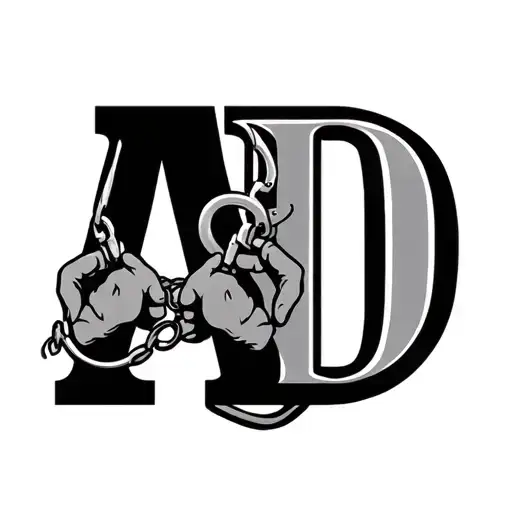 Initials A And D Connected By Handcuffs At The Top Of The Letters
