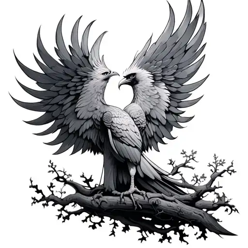 Pheonix Rising With A Oak Tree