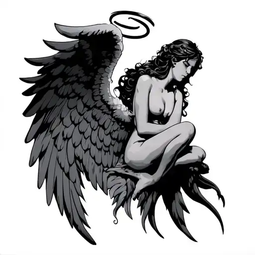 Wings With Halo Sitting On Top