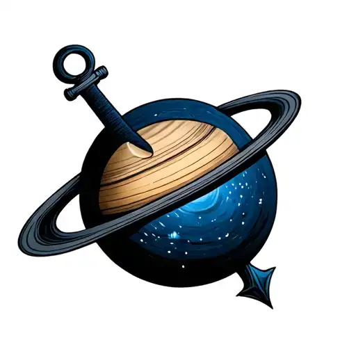 Capricorn Saturn Navy Anchor