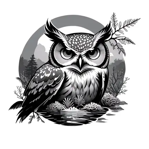 Owl Into A Forest Into A Waterfall Into The Ocean With Coral Reef