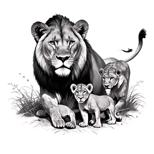 Lioness Protecting Her Cubs