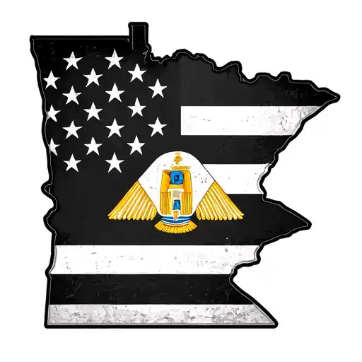 Minnesota Outline With American And Egyptian Flag Inside