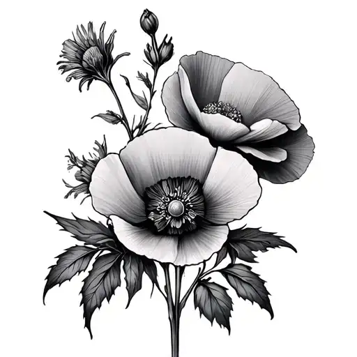Larkspur And Poppy