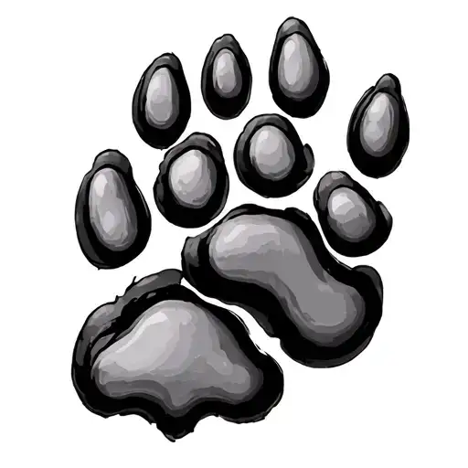 2 Cats Paws And One Dog Paw Print