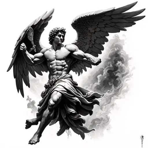 Hyper Realistic Saint Michael Fighting
