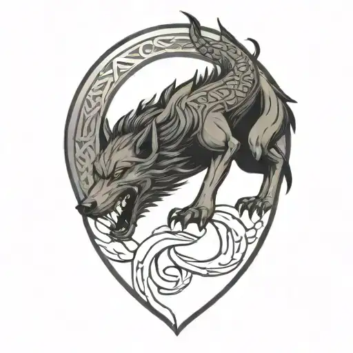 Fenrir With Runes And Snake Wrapping