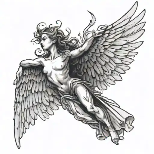 Falling Engel With Wings Spread