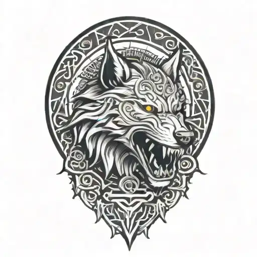Fenrir With Runes And Snake Wrapping