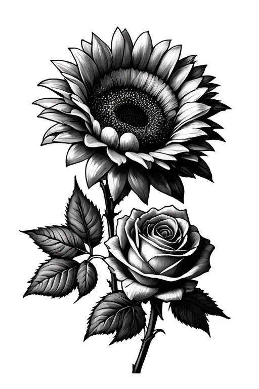Sunflower And Rose Relationship Fineline