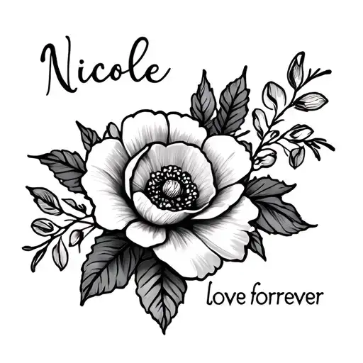 Floral Flower With The Name Nicole Love Forever