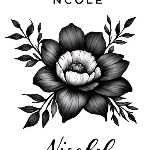 Floral Flower With The Name Nicole