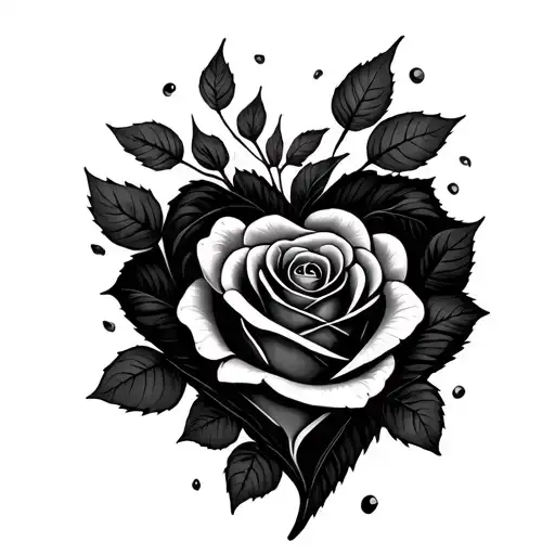 Rose Heart Shape With Falling Leaves