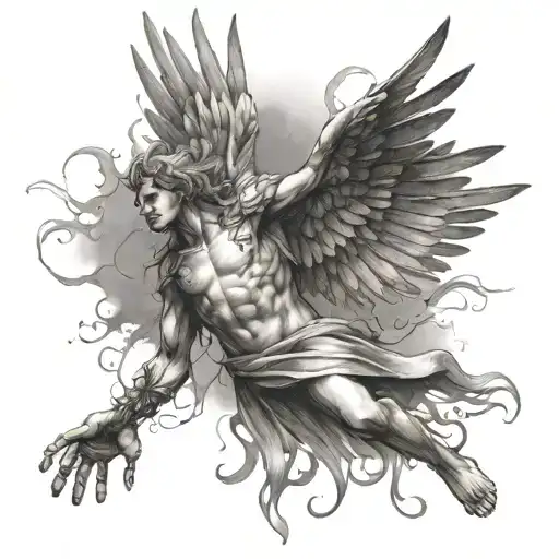 Falling Engel With A Hand Reaching Out For Help Me