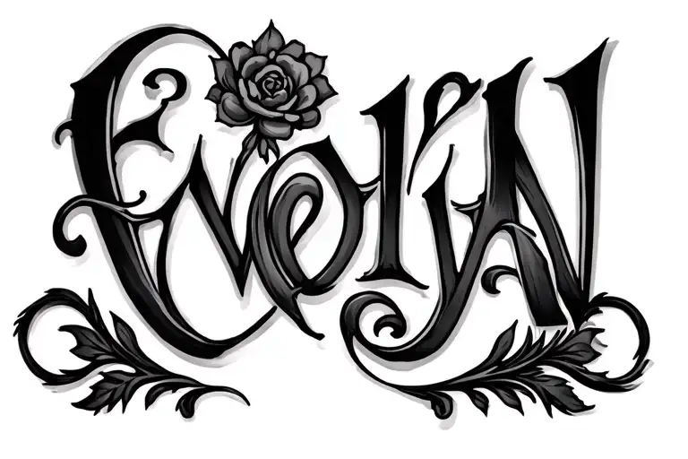 Dark Ornamental Lettering Evelyn
