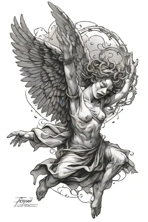 Falling Engel With A Hand Reaching Out For Help Me