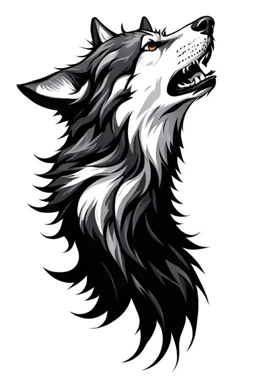 Side Profile Of Wolf Howling