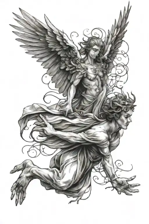 Falling Engel With A Hand Reaching Out For Help Me