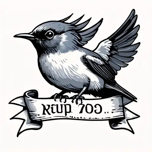 Old School Swallow With Banner