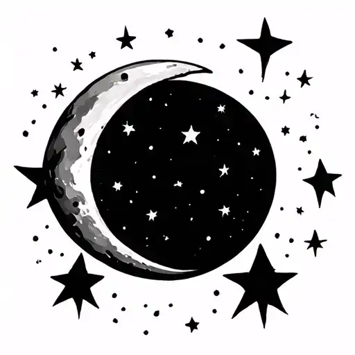 Minimalist Moon And Stars