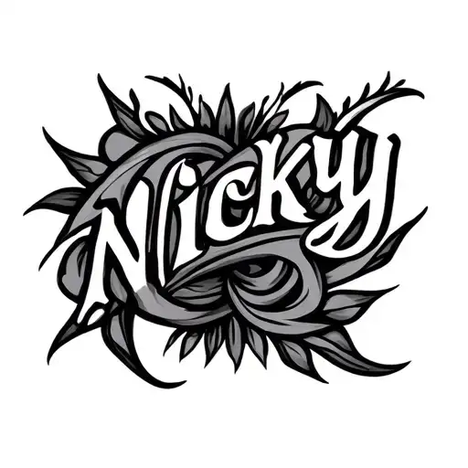 Tribal Tattoo With Name Nicky Hidden In The Design