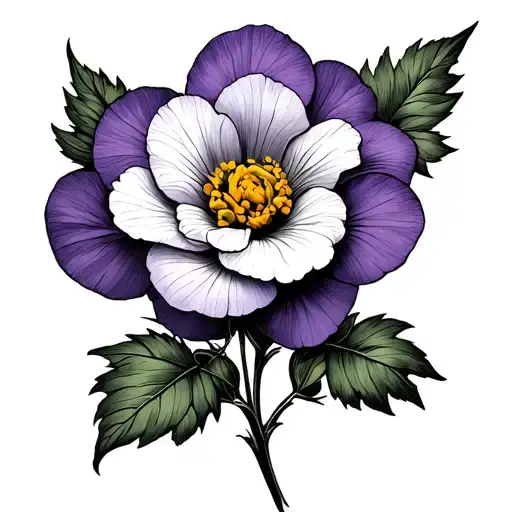 Primrose And Violet In One Stem Being Held