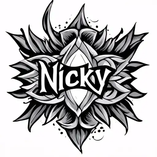 Tribal Tattoo With Name Nicky Hidden In The Design
