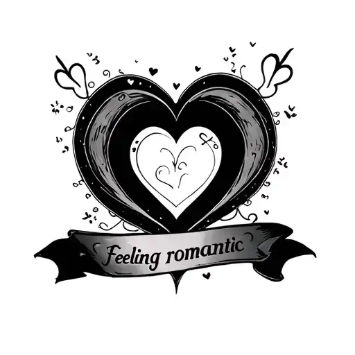 Goth Style Neck Tattoo Saying Feeling Romantic In The Middle With A Heart Around It