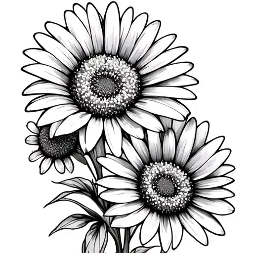 Two Daisy Flower Bouquet All Black