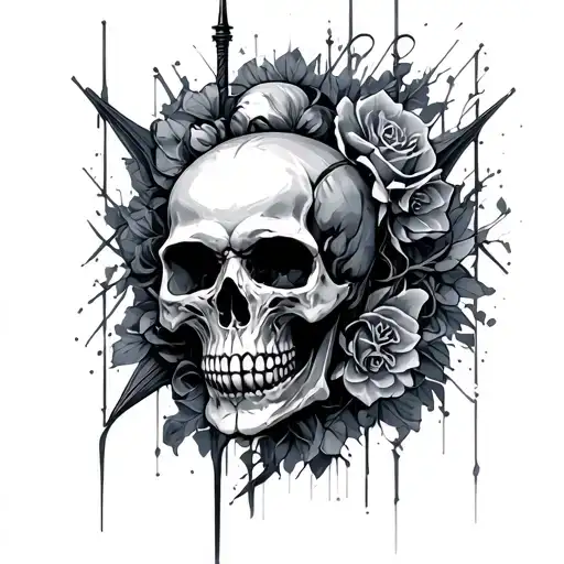 Symetrical Cyber Sigilism Gothic Style Featuring Skulls