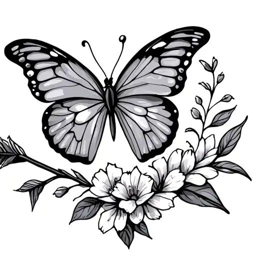 Floral Arrow With Butterfly