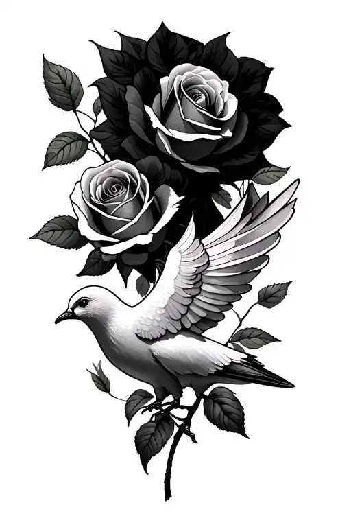 Dove And Roses Intertwined
