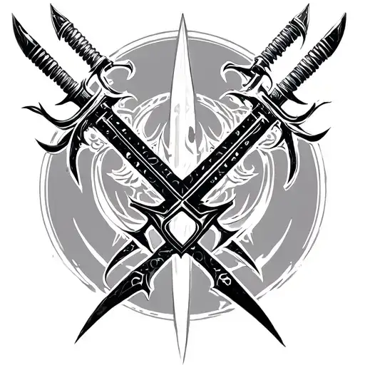 Cyber Sigilism Asymetrical Tribal Inspired With Swords Integrated Into The Original Design