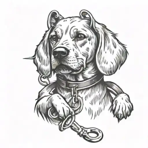 Dog Rememberance Tattoo Featuring A Dog Lead