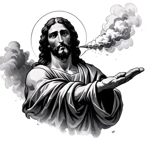 Jesus Blowing Dust From His Palm
