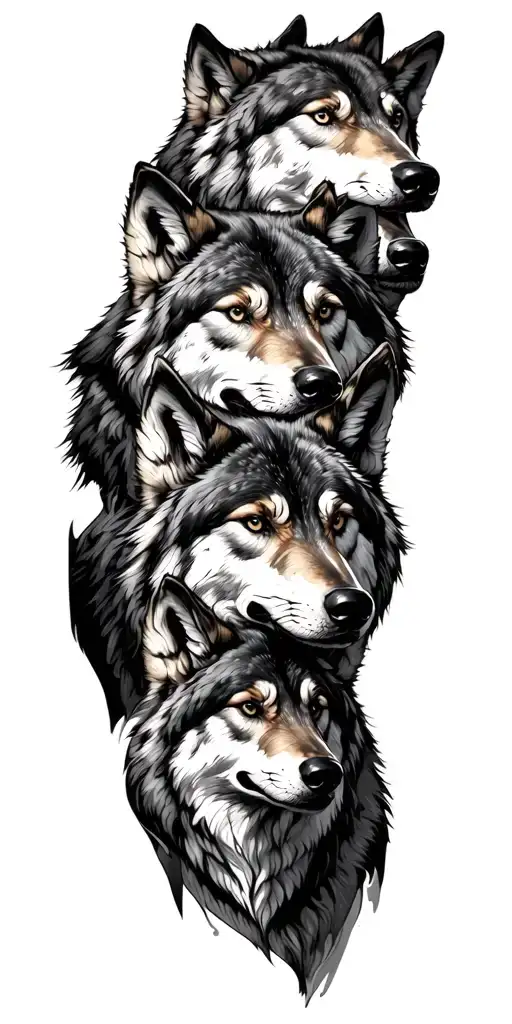 Wolf Pack Hidden In Contours