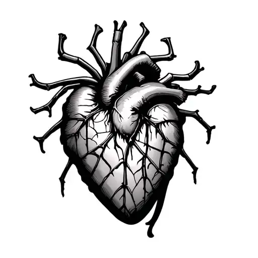 Zombie Heart Spiderweb Tattoo Outline Simple