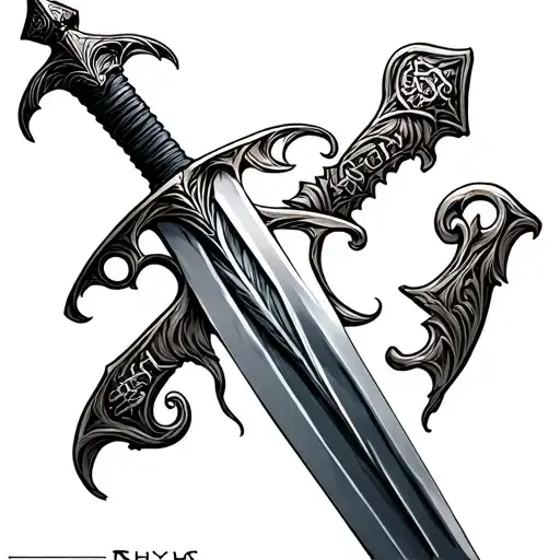 Sword With The Name Rhys In The Hilt