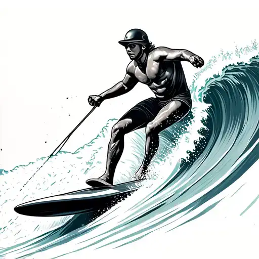 Wake Surfer Riding A Wave