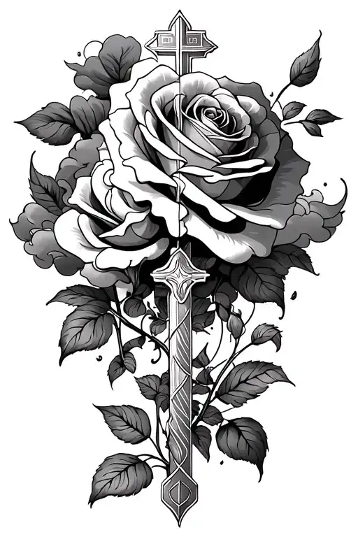 Roses Clouds And Cross