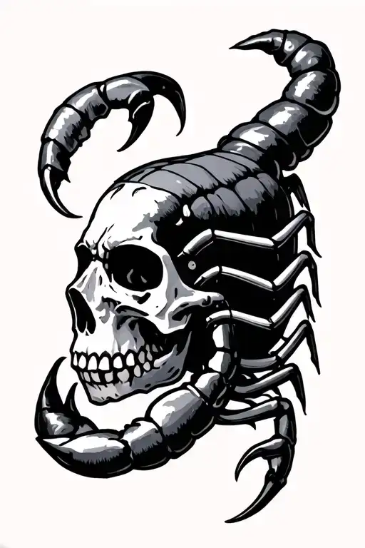 Scorpion Piercing A Skull With Its Tail